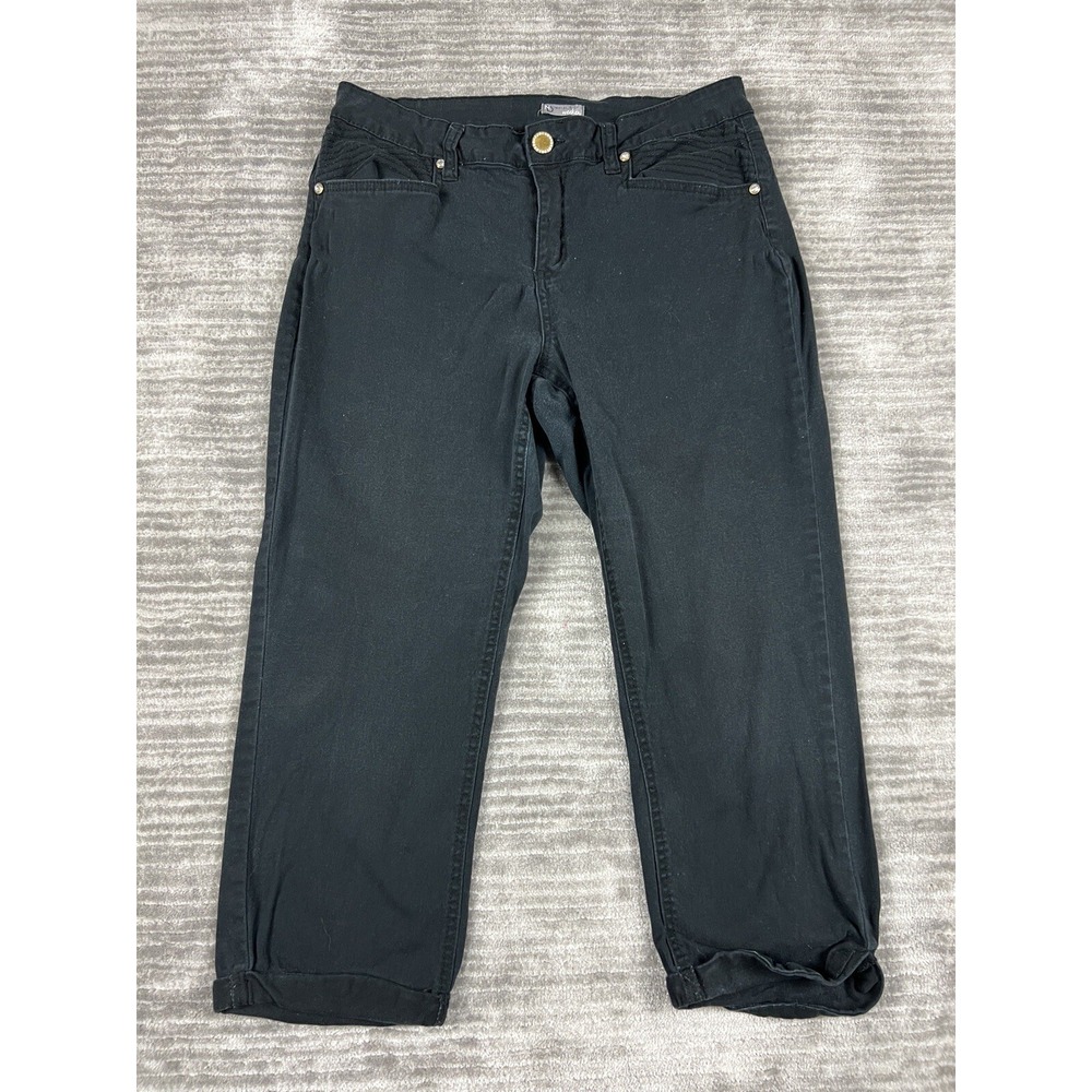 New Directions Weekend Pants Womens 12 Black Cropped Capri Stretch Mid Rise